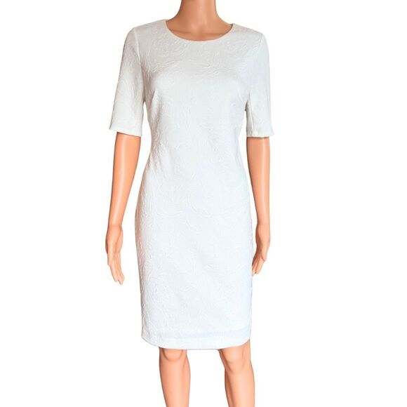 Tommy Hilfiger Women’s White Textured Sheath Dress 4 - Picture 2 of 7